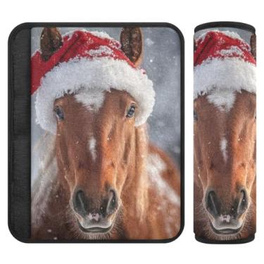 Imagem de Burbuja Capa para cinto de segurança de carro de cavalo de Natal protetor de cinto de segurança macio confortável para alça de ombro de assento de carro, 1 par médio