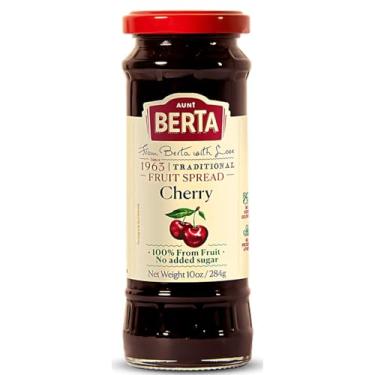 Imagem de Geleia Doce de Fruta Israelense Cereja (Cherry) Sem Açúcar Adicionado AUNT BERTA 284g 100% FRUTA - Com pedaços inteiros de fruta
