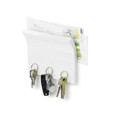 Imagem de Organizador Porta Chaves e Correspondências Magnetter Madeira Magnético Branco Umbra