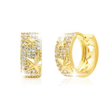 Imagem de Sonateomber Brincos de argola grossos para mulheres, brincos de cartilagem circulares redondos de cristal de zircônia cúbica brilhante na moda, acessórios para o dia a dia, joias modernas, presente