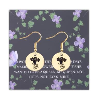 Imagem de UJIMS Colar de presente inspirado em livro de fantasia com punhal e flor, romantismo, presente de fandom, mercadoria de livro de fantasia, 1, Aço inoxidável, Strass