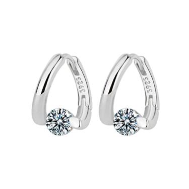 Imagem de Brincos de argola com pingente de orelha para mulheres, hipoalergênicos, zircão cúbico, brincos de flor fofos, joias presentes para o Natal, One Size, As melhores ofertas da Amazon, guardado para