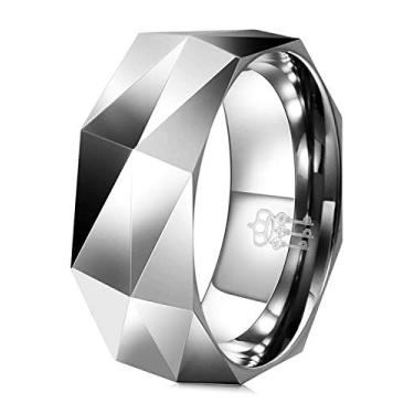 Imagem de THREE KEYS JEWELRY Aliança de noivado de casamento de carboneto de tungstênio branco de 2 mm/8 mm ouro rosa/prata multifacetada, Carboneto de tungstênio, Sem pedra preciosa