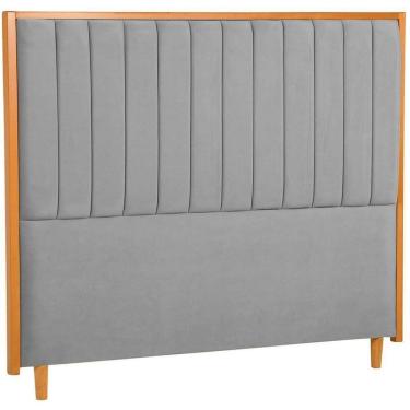 Imagem de Cabeceira Estofada Casal Imperial Veludo Cinza 140 Cm