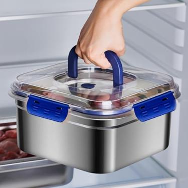 Imagem de Recipientes herméticos de aço inoxidável para armazenamento de alimentos com tampas – Recipientes de preparação de refeições de 1800 ml para almoço, geladeira e freezer, organizadores empilháveis de