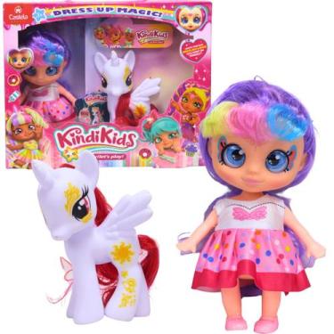 Imagem de Boneca KindiKids Articulada com Pônei Branco - Castela