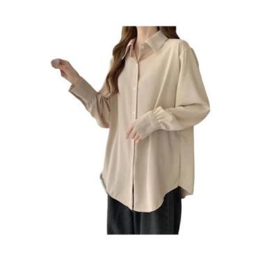 Imagem de Camisa Feminina Branca de Chiffon - Manga Comprida, Soltinha e Elegant