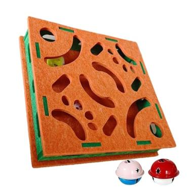 Imagem de Caixa De Enriquecimento Para Limar Garras De Gato - Aparador Silencioso Interativo,Com Bola De Sino E Tapete De Arranhar De Feltro | Para Gatos Cães Tratamento Brincadeira Proteção Móveis Interior