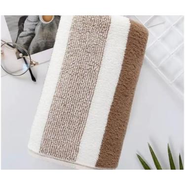 Imagem de Toalha de Banho Microfibra Coral Veludo Adulto 70x140cm Super Absorvente Macia Listrada (marrom)