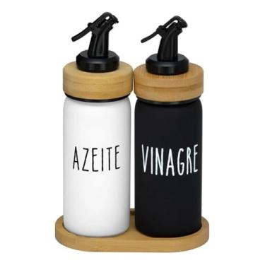 Imagem de Galheteiro de Vidro 220ml com Tampa de Bambu – Conjunto Azeite e Vinagre 2 Peças com Vedação e Design Elegante Base em Bambu Natural