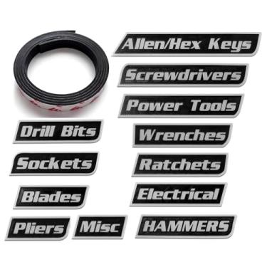 Imagem de Etiquetas magnéticas para caixa de ferramentas, etiquetas impressas em 3D, acessórios de organização de caixa de ferramentas, etiquetas reutilizáveis para caixas de ferramentas de aço, carrinhos