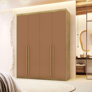 Imagem de Guarda-roupa Dubai 4 Portas 3 Gavetas Nature/camarim 100% Mdf - Vila Rica