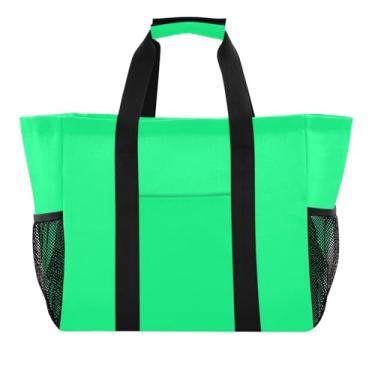 Imagem de ODAWA Bolsa lavável verde primavera para uso diário e academia, sacola de compras de lona para mulheres