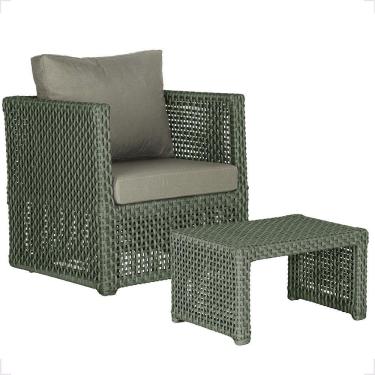 Imagem de Mesa E 1 Poltrona Madri Corda Náutica Estofado 8 Trama Verde