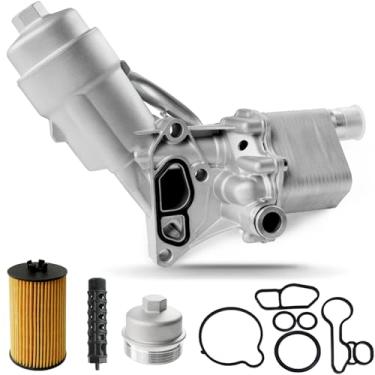 Imagem de Adaptador de alumínio para montagem do filtro do refrigerador de óleo do motor com inserção, junta, tampa compatível com Chevy Cruze Sonic Trax 2011-2021, Buick Encore 1.4L Turbo Replace 918-428
