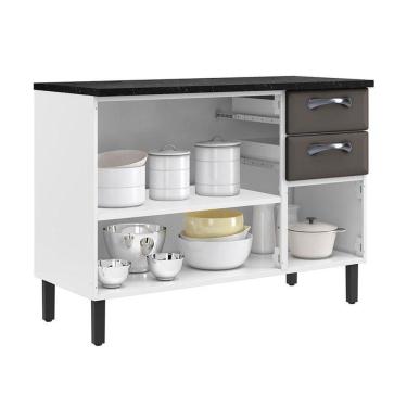 Imagem de Balcão De Cozinha Itatiaia Em Aço 3 Portas 2 Gavetas Branco E Grafite New Premium