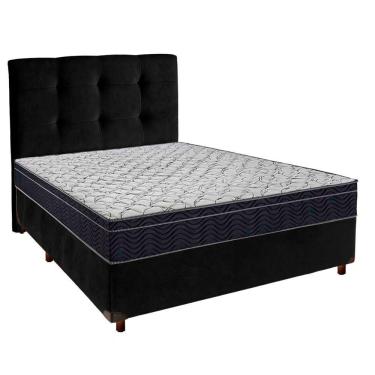 Imagem de Cama Box Preto Com Colchão Casal Airtech 150 Ortobom E Cabeceira