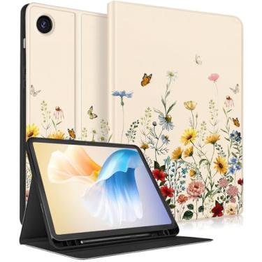 Imagem de Wazzasoft Capa para Samsung Galaxy Tab A9+ – Capa fólio inteligente com porta-lápis embutido, design fofo para tablet Samsung A9 Plus, capa de 11 polegadas (SM-X210/X216/X218), flores vintage
