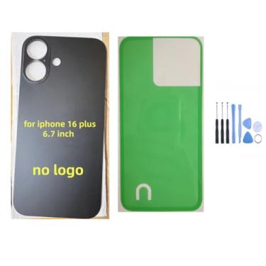 Imagem de STYCES Substituição de vidro da tampa traseira traseira para iPhone 16 de 6,1 polegadas e para iPhone 16 plus 6,7 polegadas (sem logotipo), com kit de ferramentas de reparo, adesivo pré-instalado