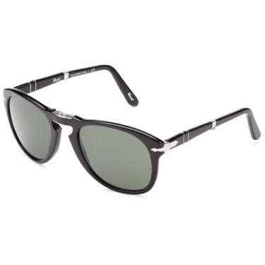 Imagem de Persol Óculos de Sol Dobrável Piloto Preto Masculino Moderno