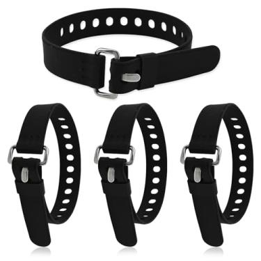 Imagem de XhuangTech Alça industrial reutilizável, pacote com 4 tiras de amarração ajustáveis de 50 cm com fivela, alça elástica de liberação rápida, equipamento de amarração ao ar livre para bicicleta, esqui