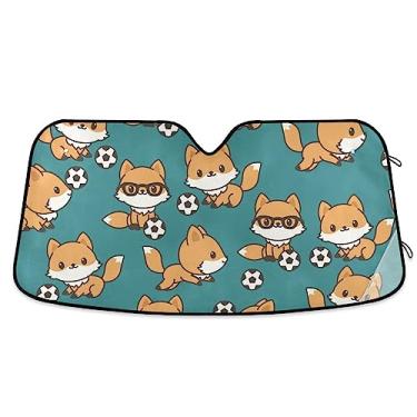 Imagem de Foxes Playing Soccer Car Sun Shade, Heat Shield Car Sun Shade, protetor solar de carro, protetor solar para carro, caminhão, SUV