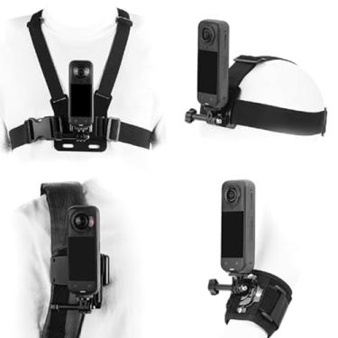 Imagem de JFX Kit de acessórios para Insta 360 X5 X4 X3 X2 X, alça de cabeça de montagem no peito, suporte de clipe de mochila, adaptador giratório de 360° + liberação rápida para pacote de acessórios de câmera