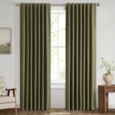 Imagem de MIULEE Cortinas de linho 100% blackout para quarto, verde-oliva claro sólido decoração de luxo cortinas escurecidas para sala de estar berçário bolso traseiro para varão 106 x 182 cm, 2 painéis