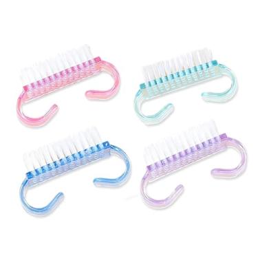 Imagem de Conjunto de 4 pincéis de unhas para uso diário, ferramenta de limpeza de cabo de plástico