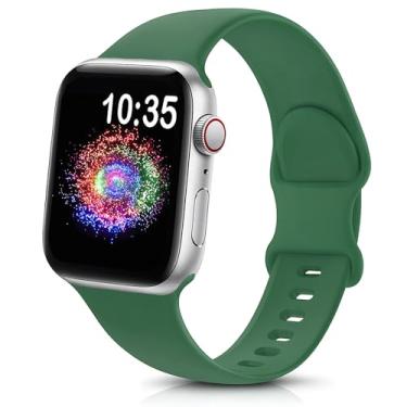Imagem de Pulseira esportiva compatível com Apple Watch para mulheres e homens 38/40/41/42/44/45/46/49 mm, pulseira de silicone macio de substituição à prova d'água (38/40/41/42 mm, verde)