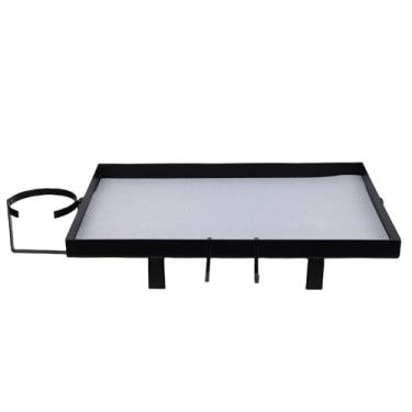 Imagem de ZJchao Prateleira de Cabeceira, Prateleira de Beliche, Com Suporte para Copos, Bandeja de Beliche de Aço Carbono, Clipe na Mesa de Cabeceira Com Ganchos para Armazenamento de Mesa Em (Preta)