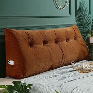 Imagem de Almofada triangular para cabeceira com capa removível, almofada de leitura triangular, almofada de cabeceira de cunha de cor sólida para cama, sofá, quarto, café, 180 x 50 x 20 cm