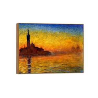 Imagem de BMZFYBS Claude Monet Famosa impressão em tela de parede pronta para pendurar - Twilight Veneza-quadro quadro de madeira para decoração de sala de estar 30 x 40 cm 12 x 16 pol