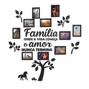 Imagem de Quadro Decorativo de Parede Família em MDF com Árvore e Molduras, Ideal para Decoração de Sala Brasileira
