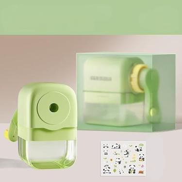 Imagem de Apontador de lápis manual com alimentação automática, apontador de manivela para lápis padrão e de cor, com gaveta grande de aparas para escola, escritório, casa, verde
