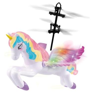 Imagem de Mini drone unicórnio branco sensor infravermelho luz dm toys