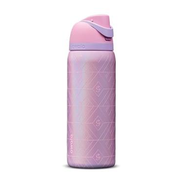 Imagem de Owala Garrafa de água de aço inoxidável isolada Wicked FreeSip com canudo para esportes e viagens, garrafa de água esportiva sem BPA, 946 ml, Glinda (rosa)