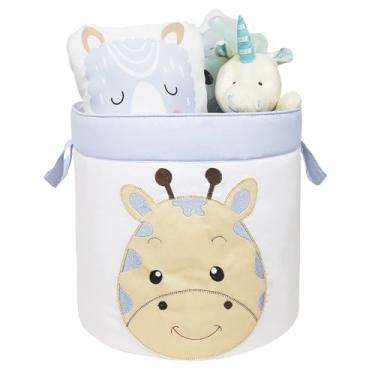 Imagem de Cesto para guardar brinquedos 1 peça Bordado circular Multicolorido (Girafa Azul)