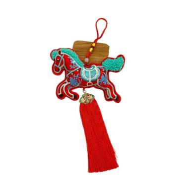 Imagem de shamjina Enfeite de cavalo para o Ano Chinês, pingente para espelho retrovisor de carro, tradicional de desenho animado para bolsa, para o Ano, Cavalo Vermelho Correndo, Borlas