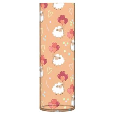 Imagem de CEBUGI Vaso de flor de balão de ovelhas 10 x 30 cm, vaso cilíndrico para flores, vaso transparente inquebrável para decoração de casa de festa de casamento