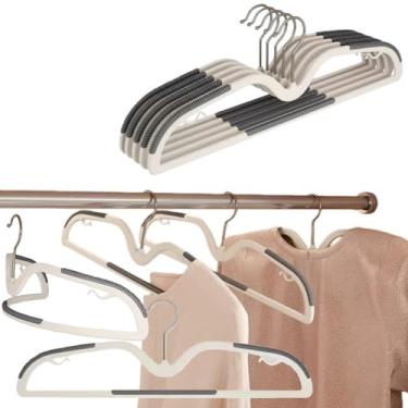 Imagem de FlyNautics Pacote com 10 cabides de roupas, resistente, antiderrapante, de plástico, antiderrapante, cabides giratórios de 360° para cinza seco e molhado