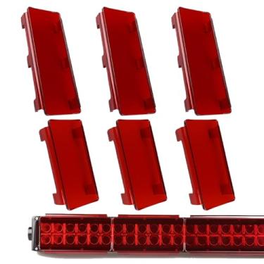 Imagem de VKBYNG Kit de cobertura de lente vermelha com barra de luz LED de 106 cm, 6 peças de capas de policarbonato de encaixe (3×8" e 3×6"), capas modulares protetoras à prova de poeira e arranhões para