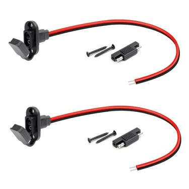 Imagem de TMH Conector SAE, 2 FT - 12 AWG SAE, tomada lateral, plugue conector de montagem embutida para painel solar, carregador de bateria com 4 parafusos (2 pacotes)
