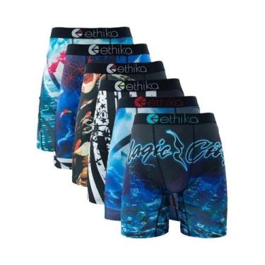 Imagem de Boxers Respiráveis plus Size Para Homens, 6 Peças, Estampados, Roupa D