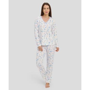 Imagem de Pijama Floral Renda - Lohe, Azul celeste, G