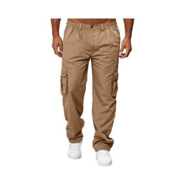 Imagem de Calças Cargo Casuais De Verão Para Homens, Largas E Retas, Com Múltipl