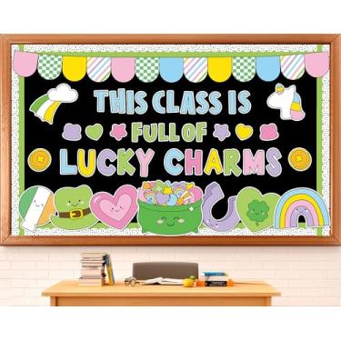 Imagem de Decoração de quadro de avisos do dia de São Patrício, trevo, arco-íris, ouro, moedas, recortes, sala de aula, quadro de avisos, decoração de sala de aula, festa de São Patrício, para decoração de