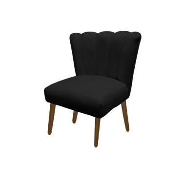 Imagem de Cadeira Pétala Flor Para Sala De Estar Penteadeira Salão Suede Preto -