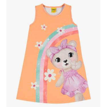 Imagem de Vestido Poly Touch Meia Malha Rovi Kids Laranja, 1, Laranja