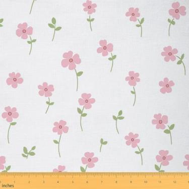 Imagem de Tecido de flores fofas por jarda, tecido de estofamento de estilo rústico, tecido decorativo de planta chique gasto para móveis de estofamento de sofá, artesanato e suprimentos de costura para